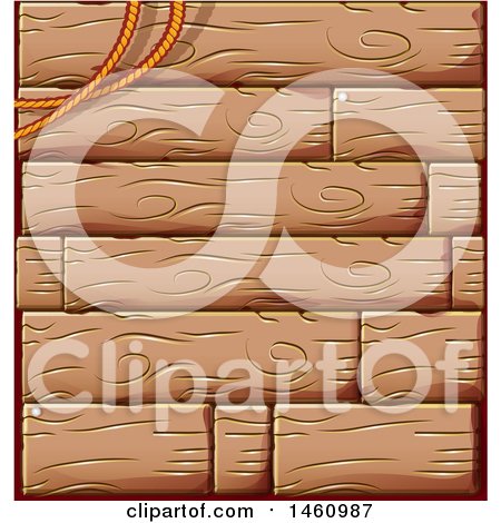 Clipart of a Rope and Wood Panel Background - Royalty Free Vector Illustration by Domenico Condello