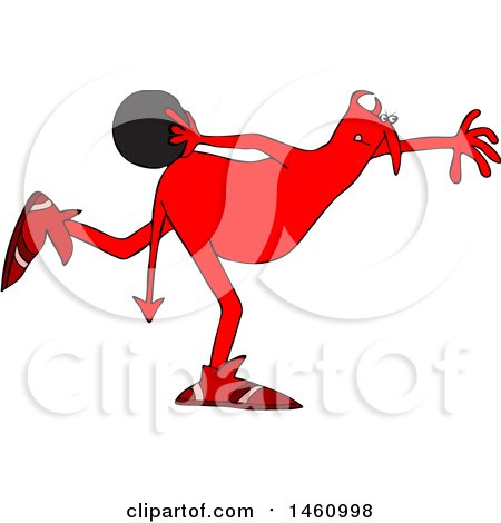 Clipart of a Chubby Red Devil Bowling - Royalty Free Vector Illustration by djart