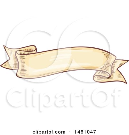 Clipart of a Vintage Styled Sketched Banner Ribbon - Royalty Free Vector Illustration by Vector Tradition SM