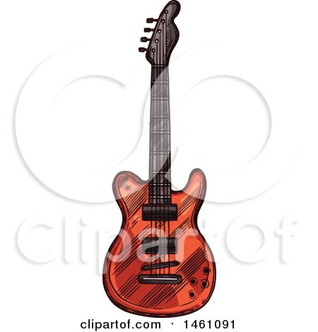 Clipart of a Sketched Electric Guitar - Royalty Free Vector Illustration by Vector Tradition SM