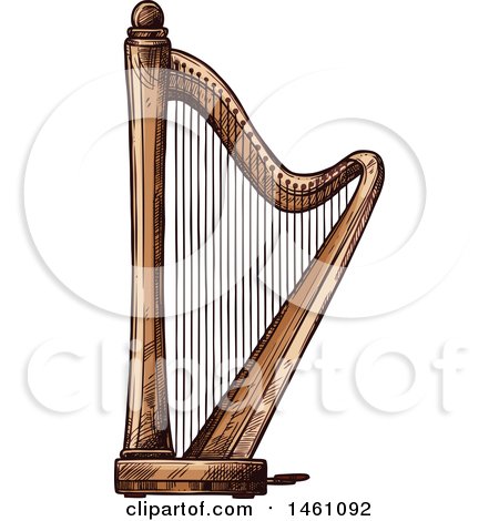 Clipart of a Sketched Harp - Royalty Free Vector Illustration by Vector Tradition SM
