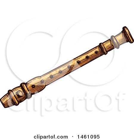 Clipart of a Sketched Recorder Instrument - Royalty Free Vector Illustration by Vector Tradition SM