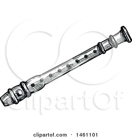 Clipart of a Sketched Recorder Instrument - Royalty Free Vector Illustration by Vector Tradition SM