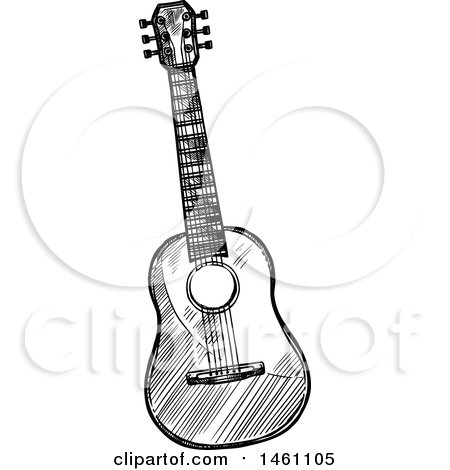 Clipart of a Sketched Guitar - Royalty Free Vector Illustration by Vector Tradition SM