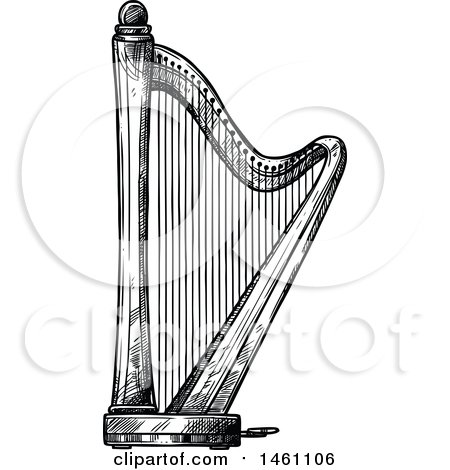 Clipart of a Sketched Harp - Royalty Free Vector Illustration by Vector Tradition SM