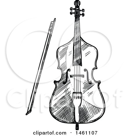 Clipart of a Sketched Cello or Bass - Royalty Free Vector Illustration by Vector Tradition SM