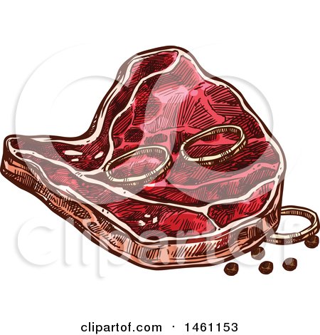 Clipart of a Sketched T Bone Steak - Royalty Free Vector Illustration by Vector Tradition SM