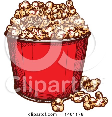 Clipart of a Sketched Popcorn Bucket - Royalty Free Vector Illustration by Vector Tradition SM