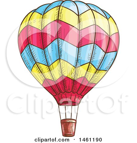 Clipart of a Sketched Hot Air Balloon - Royalty Free Vector Illustration by Vector Tradition SM