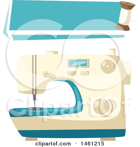 Clipart of a Sewing Design with a Banner and Sewing Machine - Royalty Free Vector Illustration by Vector Tradition SM