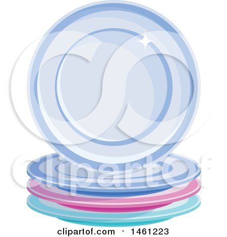 Clipart of a Stack of Clean Plates - Royalty Free Vector Illustration by Vector Tradition SM