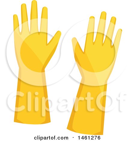Clipart of a Pair of Yellow Cleaning Gloves - Royalty Free Vector Illustration by Vector Tradition SM