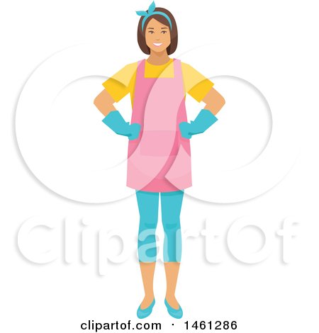 Clipart of a Happy Maid, Cleaner or House Wife - Royalty Free Vector Illustration by Vector Tradition SM