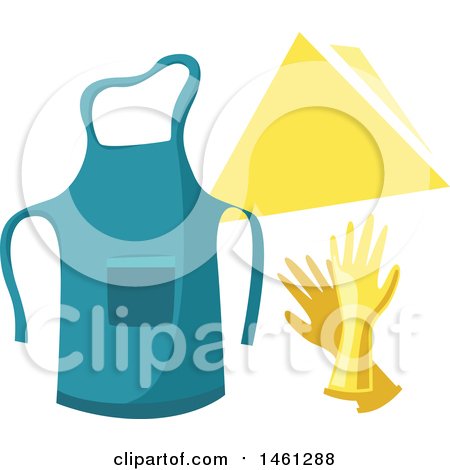 Clipart of a Cleaning Design with Text Space and an Apron - Royalty Free Vector Illustration by Vector Tradition SM