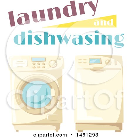 Clipart of a Laundry and Dishwashing Design - Royalty Free Vector Illustration by Vector Tradition SM