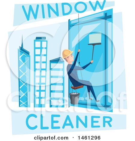 Clipart of a Skyscraper Window Cleaner - Royalty Free Vector Illustration by Vector Tradition SM
