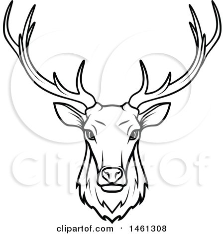 Clipart of a Black and White Elk - Royalty Free Vector Illustration by Vector Tradition SM