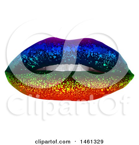 Clipart of a Pair of Rainbow Glitter Lips - Royalty Free Vector Illustration by dero