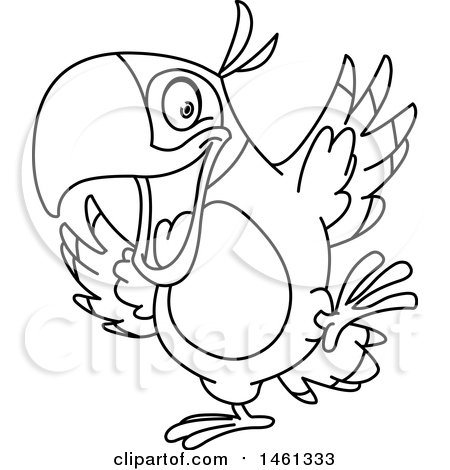 Clipart of a Black and White Parrot Dancing - Royalty Free Vector Illustration by yayayoyo