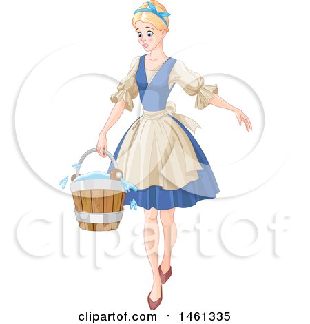 Clipart of Cinderella Carrying a Cleaning Bucket - Royalty Free Vector Illustration by Pushkin