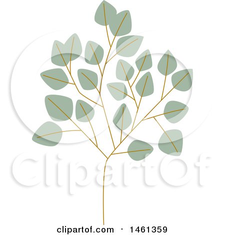 Clipart of a Silver Dollar Eucalyptus Branch - Royalty Free Vector Illustration by Cherie Reve