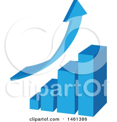 Clipart of a Blue Arrow and Bar Graph Design - Royalty Free Vector Illustration by Cherie Reve