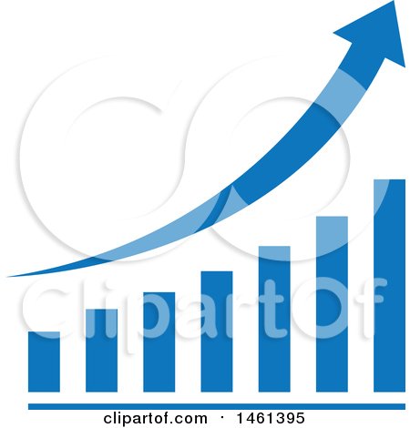 Clipart of a Blue Arrow and Bar Graph Design - Royalty Free Vector Illustration by Cherie Reve