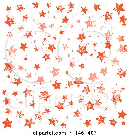 Clipart of a Grungy Orange Starry Pattern Background - Royalty Free Vector Illustration by Cherie Reve