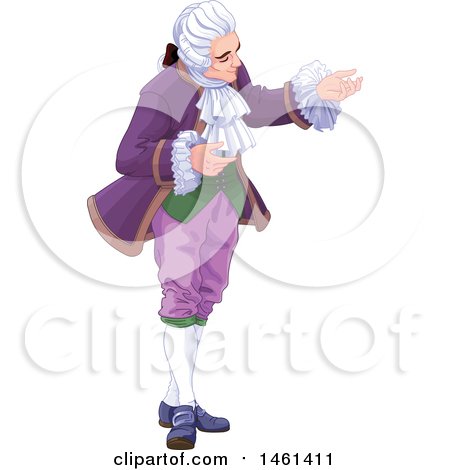 Clipart of a Welcoming Footman Servant Gesturing - Royalty Free Vector Illustration by Pushkin