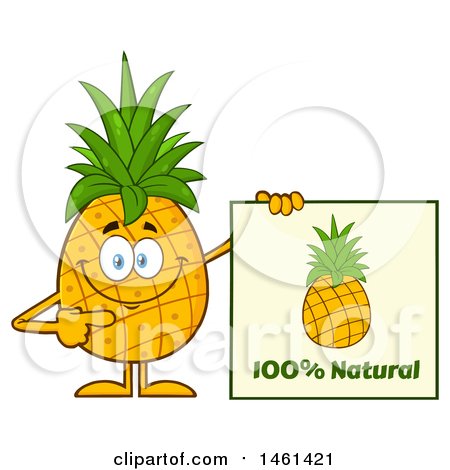 Clipart of a Male Pineapple Mascot Character Holding a Natural Sign - Royalty Free Vector Illustration by Hit Toon