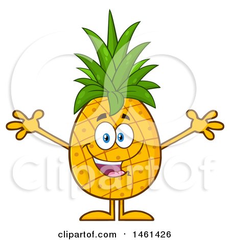 Clipart of a Male Pineapple Mascot Character with Open Arms - Royalty Free Vector Illustration by Hit Toon