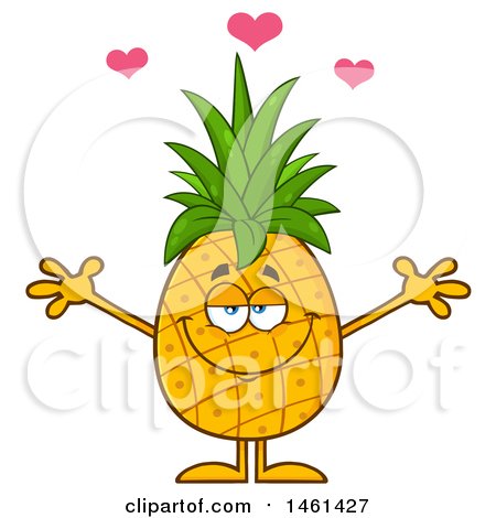 Clipart of a Loving Male Pineapple Mascot Character with Open Arms - Royalty Free Vector Illustration by Hit Toon
