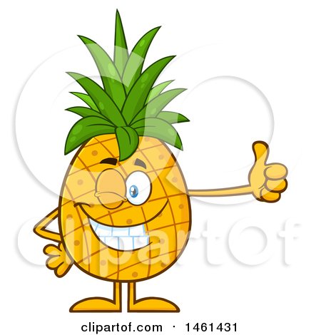 Clipart of a Male Pineapple Mascot Character Winking and Giving a Thumb up - Royalty Free Vector Illustration by Hit Toon
