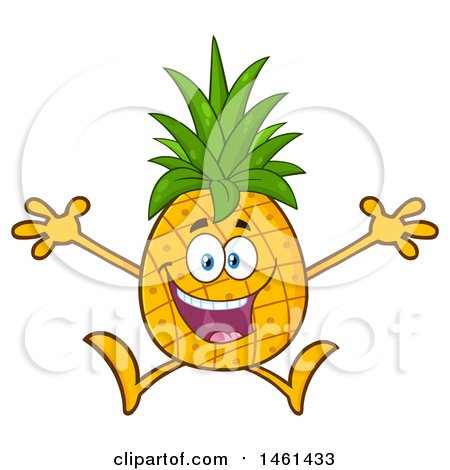 Clipart of a Male Pineapple Mascot Character Jumping - Royalty Free Vector Illustration by Hit Toon