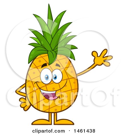 Clipart of a Male Pineapple Mascot Character Waving - Royalty Free Vector Illustration by Hit Toon