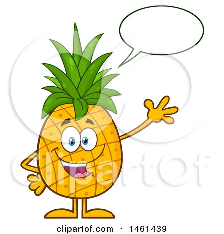 Clipart of a Male Pineapple Mascot Character Talking and Waving - Royalty Free Vector Illustration by Hit Toon