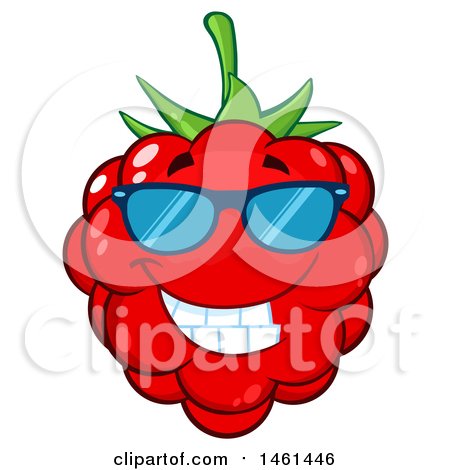 Clipart of a Raspberry Mascot Character Wearing Sunglasses - Royalty Free Vector Illustration by Hit Toon