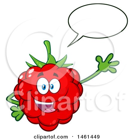 Clipart of a Raspberry Mascot Character Talking and Waving - Royalty Free Vector Illustration by Hit Toon