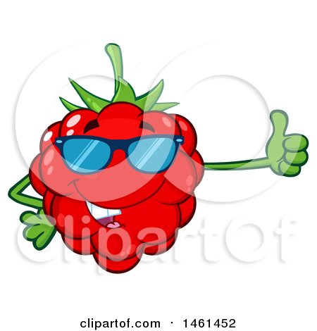 Clipart of a Raspberry Mascot Character Wearing Sunglasses and Giving a Thumb up - Royalty Free Vector Illustration by Hit Toon