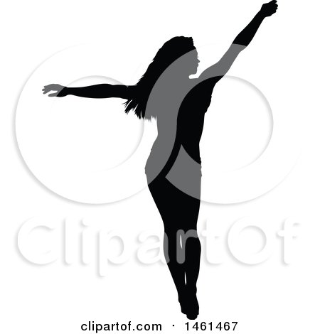 Clipart of a Silhouetted Dancing Woman - Royalty Free Vector Illustration by dero