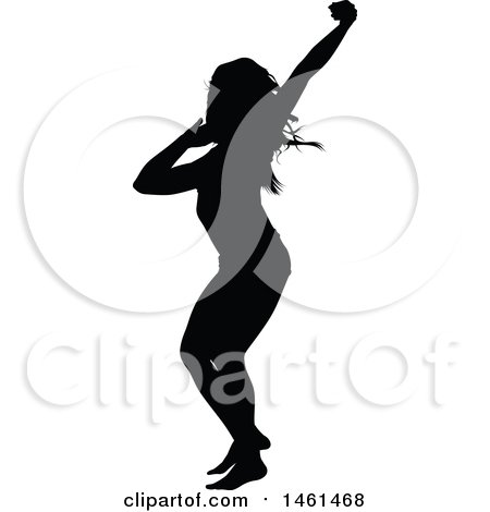 Clipart of a Silhouetted Dancing Woman - Royalty Free Vector Illustration by dero