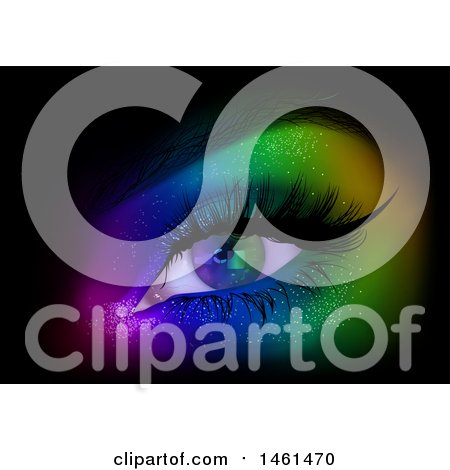 Clipart of a Womans Eye with Colorful Glittery Shadow - Royalty Free Vector Illustration by dero