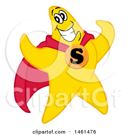 Clipart of a Cartoon Strong Star Super Hero Flexing - Royalty Free Vector Illustration by LaffToon