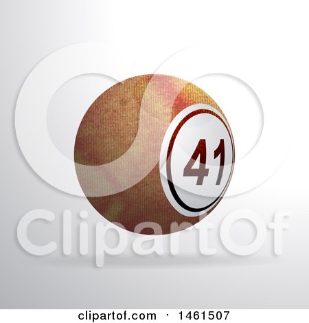 Clipart of a 3d Floating Crumpled Material Textured Bingo or Lottery Ball over Gray - Royalty Free Vector Illustration by elaineitalia