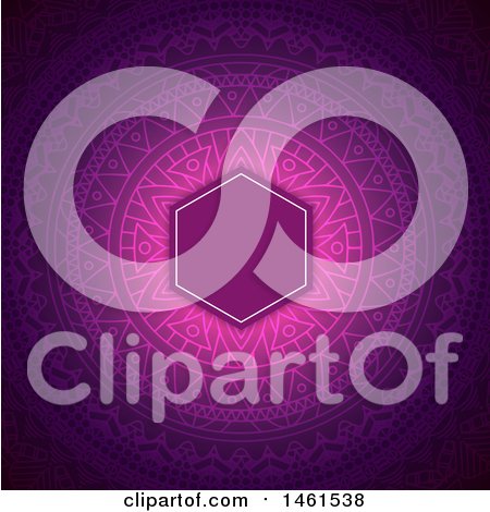Clipart of a Frame and Mandala Design in Purple and Pink - Royalty Free Vector Illustration by KJ Pargeter
