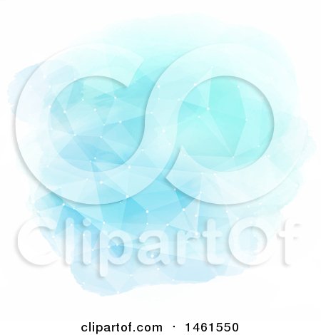 Clipart of a Geometric Blue Watercolor and Connections Background - Royalty Free Vector Illustration by KJ Pargeter