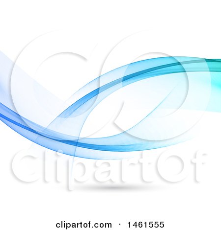 Clipart of a Background of Blue Waves with a Shadow on White - Royalty Free Vector Illustration by KJ Pargeter