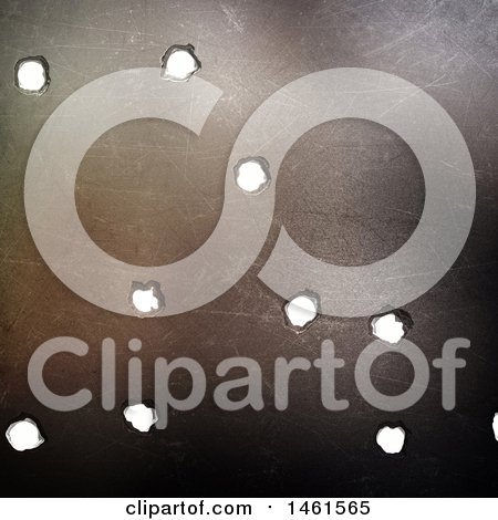 Clipart of a 3d Metal Background with Bullet Holes - Royalty Free Illustration by KJ Pargeter
