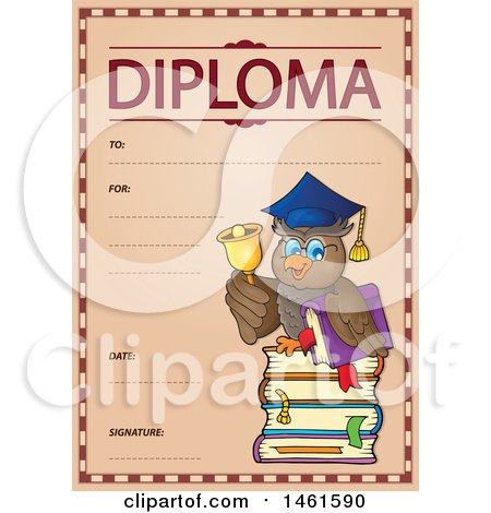 Clipart of a Diploma of a Professor Owl - Royalty Free Vector Illustration by visekart