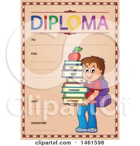 Clipart of a Diploma of a School Boy - Royalty Free Vector Illustration by visekart